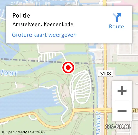 Locatie op kaart van de 112 melding: Politie Amstelveen, Koenenkade op 11 november 2015 16:08