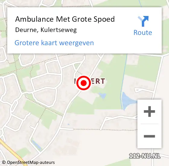 Locatie op kaart van de 112 melding: Ambulance Met Grote Spoed Naar Deurne, Kulertseweg op 11 november 2015 16:30