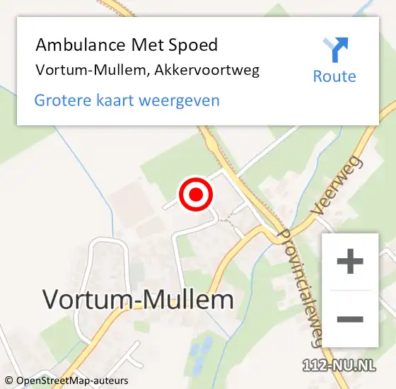 Locatie op kaart van de 112 melding: Ambulance Met Spoed Naar Vortum-Mullem, Akkervoortweg op 11 november 2015 18:58