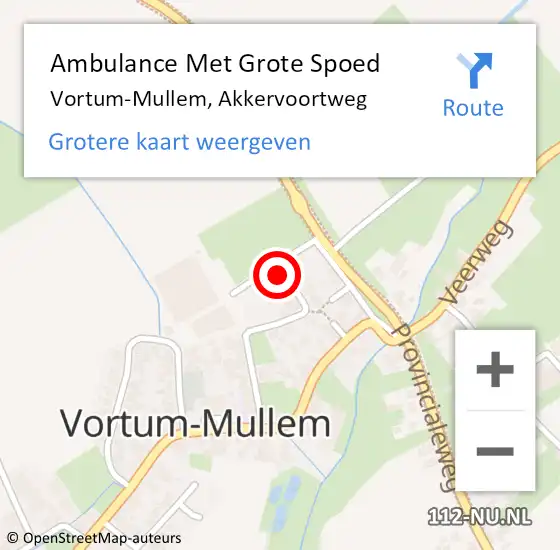 Locatie op kaart van de 112 melding: Ambulance Met Grote Spoed Naar Vortum-Mullem, Akkervoortweg op 11 november 2015 18:59