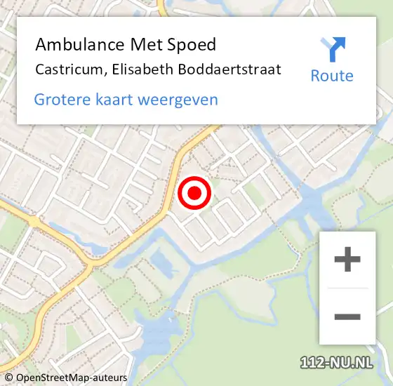 Locatie op kaart van de 112 melding: Ambulance Met Spoed Naar Castricum, Elisabeth Boddaertstraat op 11 november 2015 19:00