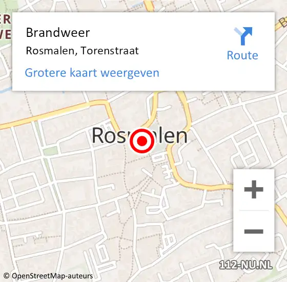 Locatie op kaart van de 112 melding: Brandweer Rosmalen, Torenstraat op 26 november 2013 16:52