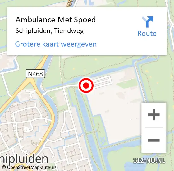 Locatie op kaart van de 112 melding: Ambulance Met Spoed Naar Schipluiden, Tiendweg op 11 november 2015 20:11