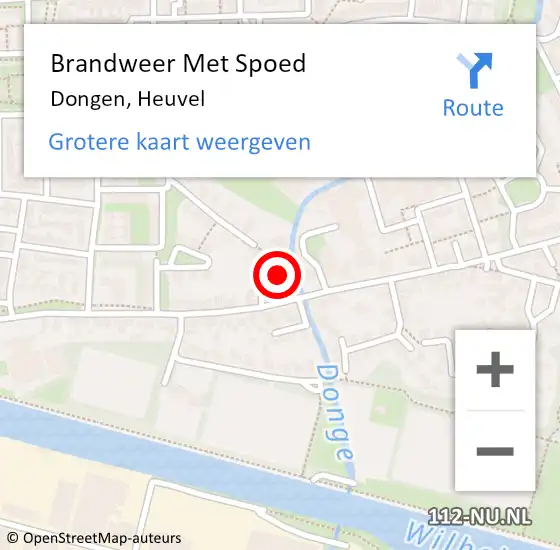 Locatie op kaart van de 112 melding: Brandweer Met Spoed Naar Dongen, Heuvel op 11 november 2015 22:02