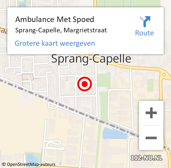 Locatie op kaart van de 112 melding: Ambulance Met Spoed Naar Sprang-Capelle, Margrietstraat op 11 november 2015 23:14