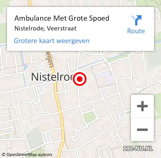 Locatie op kaart van de 112 melding: Ambulance Met Grote Spoed Naar Nistelrode, Veerstraat op 12 november 2015 00:45