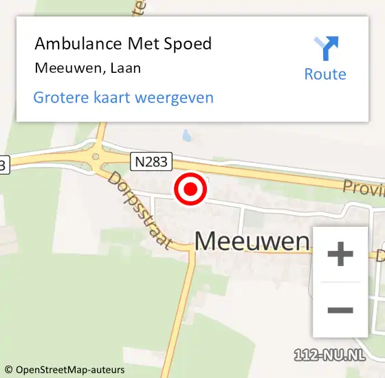 Locatie op kaart van de 112 melding: Ambulance Met Spoed Naar Meeuwen, Laan op 12 november 2015 03:24