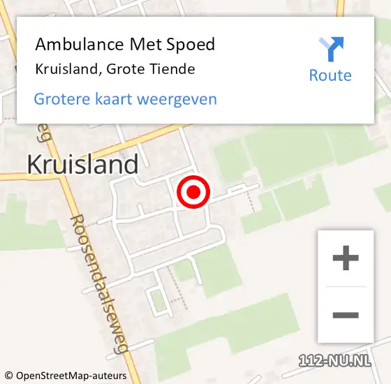 Locatie op kaart van de 112 melding: Ambulance Met Spoed Naar Kruisland, Grote Tiende op 12 november 2015 04:58