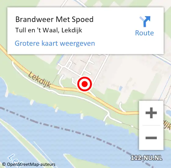 Locatie op kaart van de 112 melding: Brandweer Met Spoed Naar Tull en 't Waal, Lekdijk op 12 november 2015 07:48