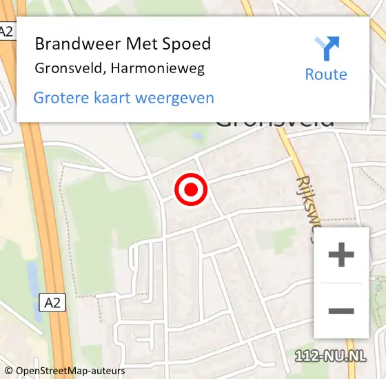 Locatie op kaart van de 112 melding: Brandweer Met Spoed Naar Gronsveld, Harmonieweg op 12 november 2015 07:48