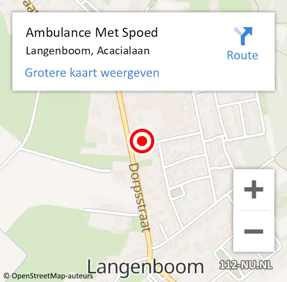 Locatie op kaart van de 112 melding: Ambulance Met Spoed Naar Langenboom, Acacialaan op 12 november 2015 08:49