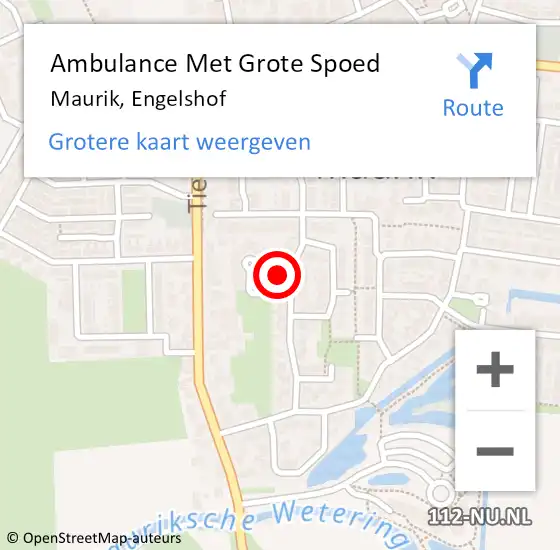 Locatie op kaart van de 112 melding: Ambulance Met Grote Spoed Naar Maurik, Engelshof op 12 november 2015 09:28