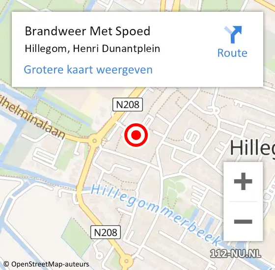 Locatie op kaart van de 112 melding: Brandweer Met Spoed Naar Hillegom, Henri Dunantplein op 26 november 2013 17:35