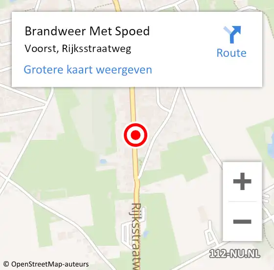 Locatie op kaart van de 112 melding: Brandweer Met Spoed Naar Voorst, Rijksstraatweg op 12 november 2015 10:16