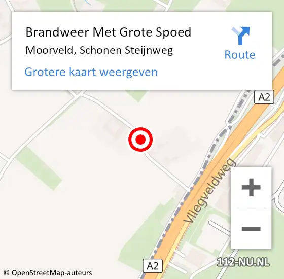 Locatie op kaart van de 112 melding: Brandweer Met Grote Spoed Naar Moorveld, Schonen Steijnweg op 12 november 2015 11:15