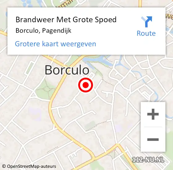 Locatie op kaart van de 112 melding: Brandweer Met Grote Spoed Naar Borculo, Pagendijk op 12 november 2015 11:39