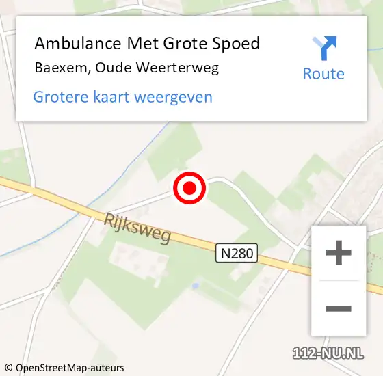 Locatie op kaart van de 112 melding: Ambulance Met Grote Spoed Naar Baexem, Oude Weerterweg op 26 november 2013 18:02