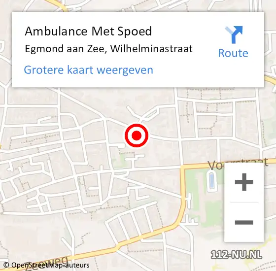 Locatie op kaart van de 112 melding: Ambulance Met Spoed Naar Egmond aan Zee, Wilhelminastraat op 12 november 2015 15:07