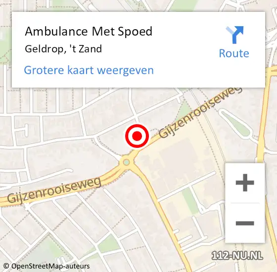 Locatie op kaart van de 112 melding: Ambulance Met Spoed Naar Geldrop, 't Zand op 12 november 2015 15:26