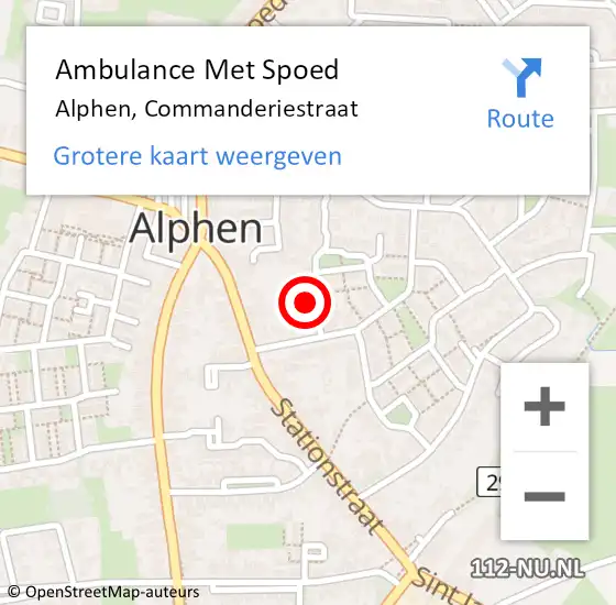 Locatie op kaart van de 112 melding: Ambulance Met Spoed Naar Alphen, Commanderiestraat op 12 november 2015 15:41