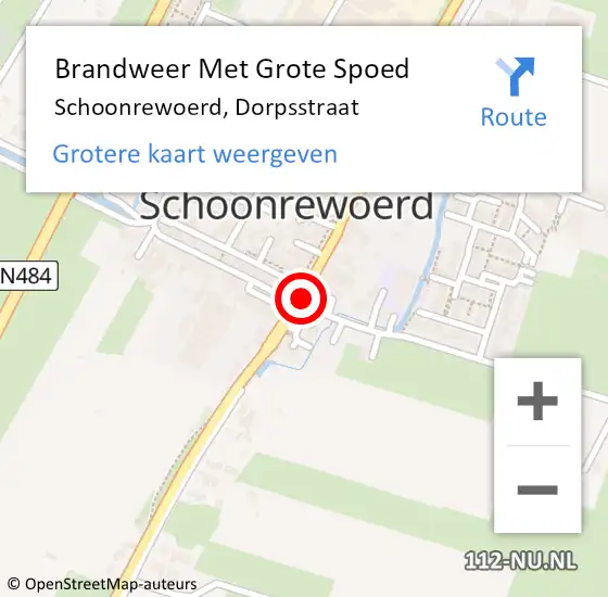 Locatie op kaart van de 112 melding: Brandweer Met Grote Spoed Naar Schoonrewoerd, Dorpsstraat op 26 november 2013 18:11