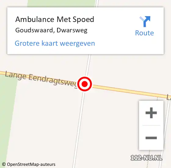 Locatie op kaart van de 112 melding: Ambulance Met Spoed Naar Goudswaard, Dwarsweg op 12 november 2015 15:50