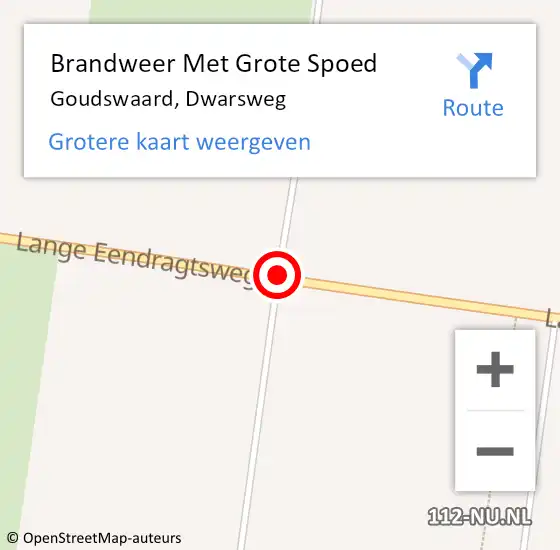 Locatie op kaart van de 112 melding: Brandweer Met Grote Spoed Naar Goudswaard, Dwarsweg op 12 november 2015 15:53