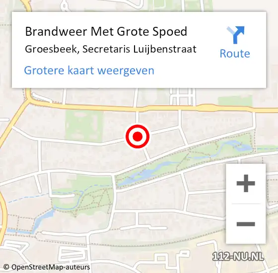 Locatie op kaart van de 112 melding: Brandweer Met Grote Spoed Naar Groesbeek, Secretaris Luijbenstraat op 12 november 2015 16:09