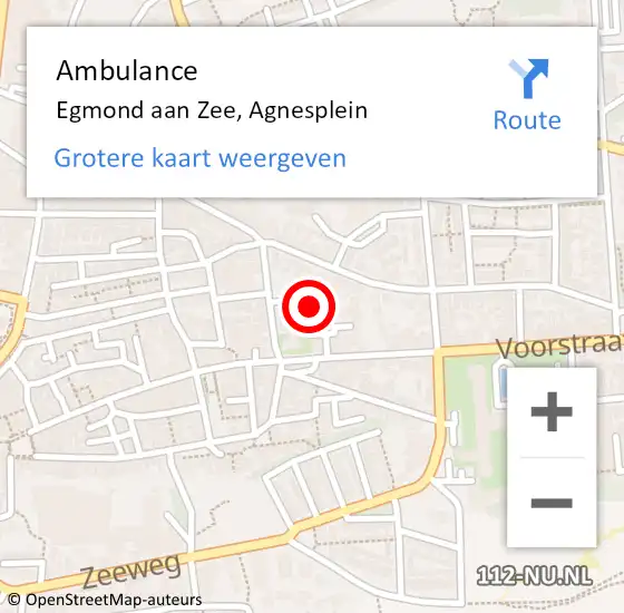 Locatie op kaart van de 112 melding: Ambulance Egmond aan Zee, Agnesplein op 12 november 2015 16:14