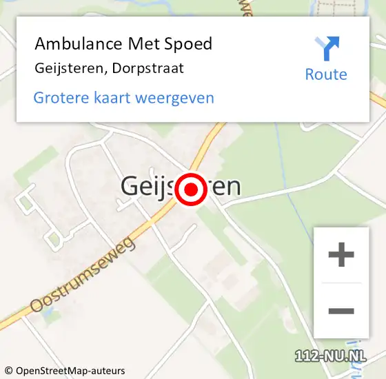 Locatie op kaart van de 112 melding: Ambulance Met Spoed Naar Geijsteren, Dorpstraat op 12 november 2015 18:59