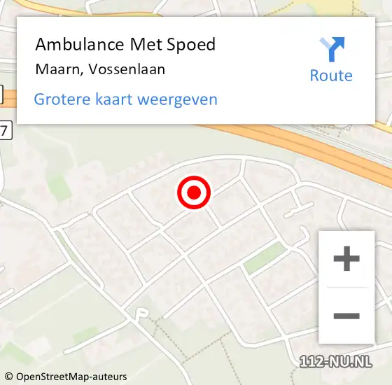 Locatie op kaart van de 112 melding: Ambulance Met Spoed Naar Maarn, Vossenlaan op 12 november 2015 19:26