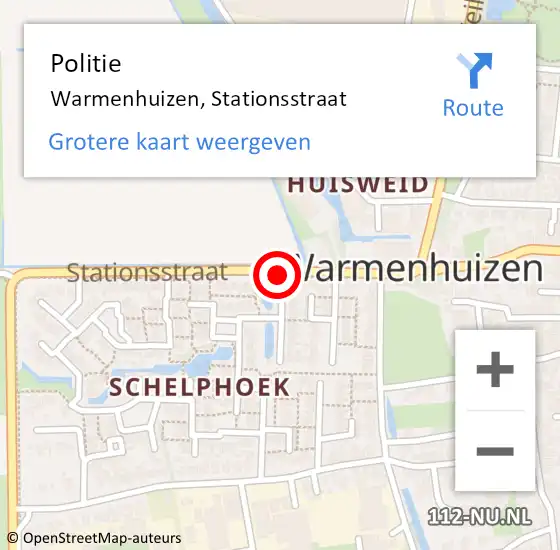 Locatie op kaart van de 112 melding: Politie Warmenhuizen, Stationsstraat op 12 november 2015 19:53