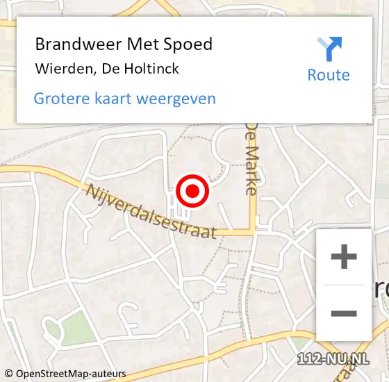 Locatie op kaart van de 112 melding: Brandweer Met Spoed Naar Wierden, De Holtinck op 12 november 2015 20:25