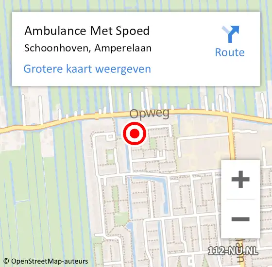 Locatie op kaart van de 112 melding: Ambulance Met Spoed Naar Schoonhoven, Amperelaan op 12 november 2015 20:55