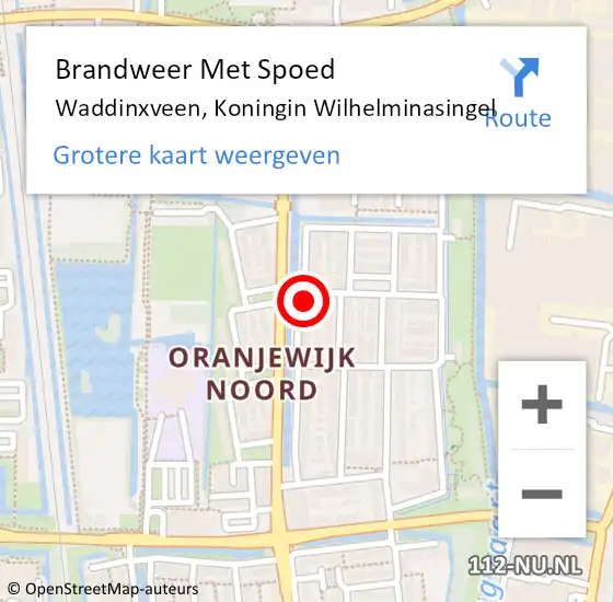 Locatie op kaart van de 112 melding: Brandweer Met Spoed Naar Waddinxveen, Koningin Wilhelminasingel op 26 november 2013 18:44