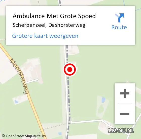 Locatie op kaart van de 112 melding: Ambulance Met Grote Spoed Naar Scherpenzeel, Dashorsterweg op 12 november 2015 23:40