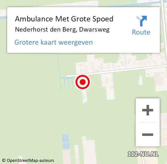 Locatie op kaart van de 112 melding: Ambulance Met Grote Spoed Naar Nederhorst den Berg, Dwarsweg op 12 november 2015 23:41