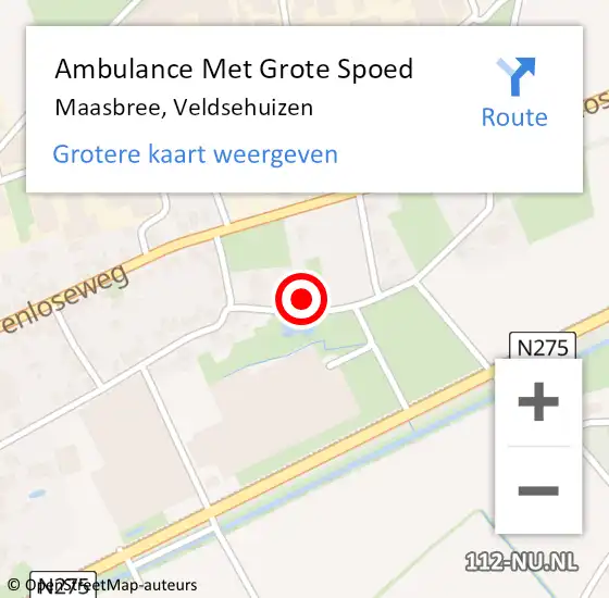 Locatie op kaart van de 112 melding: Ambulance Met Grote Spoed Naar Maasbree, Veldsehuizen op 26 november 2013 18:58