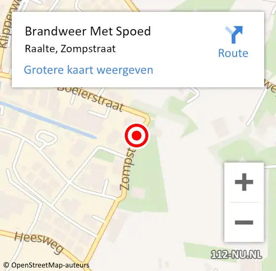 Locatie op kaart van de 112 melding: Brandweer Met Spoed Naar Raalte, Zompstraat op 13 november 2015 02:56