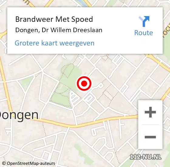 Locatie op kaart van de 112 melding: Brandweer Met Spoed Naar Dongen, Dr Willem Dreeslaan op 13 november 2015 07:24