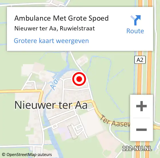 Locatie op kaart van de 112 melding: Ambulance Met Grote Spoed Naar Nieuwer ter Aa, Ruwielstraat op 13 november 2015 08:05