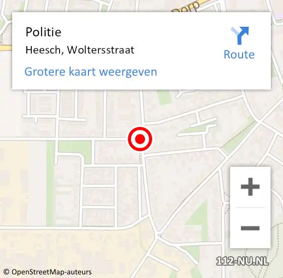 Locatie op kaart van de 112 melding: Politie Heesch, Woltersstraat op 13 november 2015 08:17