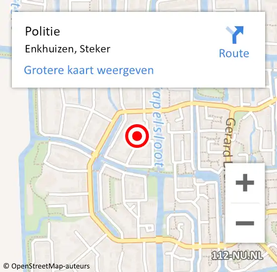 Locatie op kaart van de 112 melding: Politie Enkhuizen, Steker op 13 november 2015 08:18