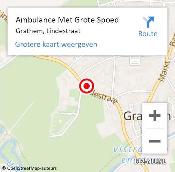 Locatie op kaart van de 112 melding: Ambulance Met Grote Spoed Naar Grathem, Lindestraat op 14 september 2013 00:48