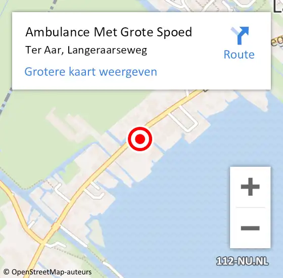 Locatie op kaart van de 112 melding: Ambulance Met Grote Spoed Naar Ter Aar, Langeraarseweg op 13 november 2015 09:29