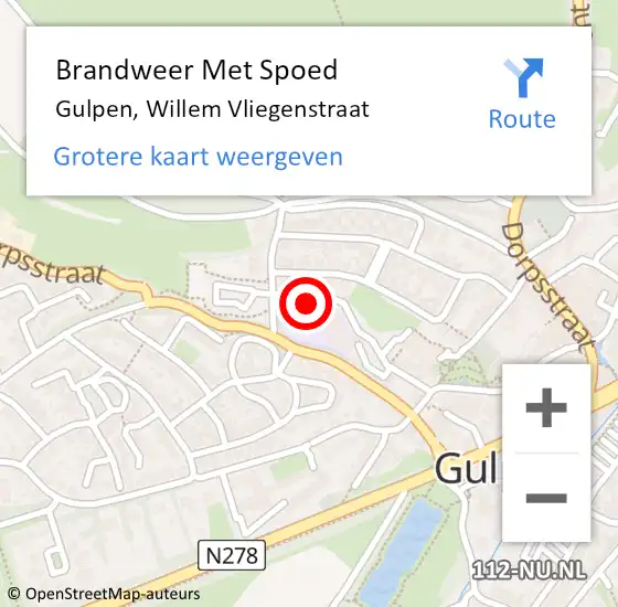 Locatie op kaart van de 112 melding: Brandweer Met Spoed Naar Gulpen, Willem Vliegenstraat op 13 november 2015 09:39
