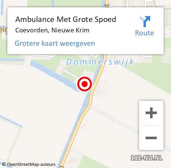 Locatie op kaart van de 112 melding: Ambulance Met Grote Spoed Naar Coevorden, Nieuwe Krim op 26 november 2013 19:20