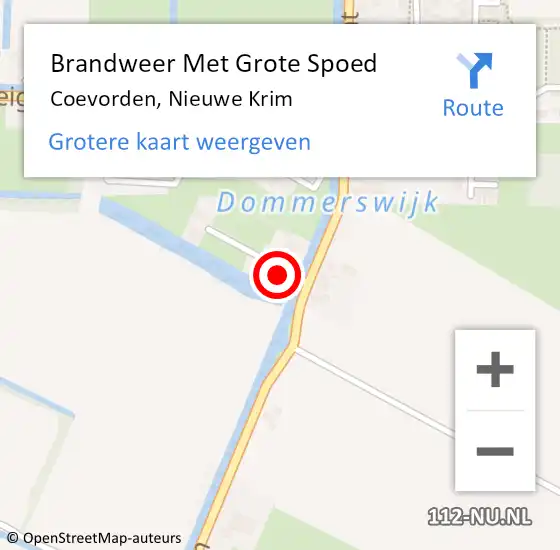 Locatie op kaart van de 112 melding: Brandweer Met Grote Spoed Naar Coevorden, Nieuwe Krim op 26 november 2013 19:22