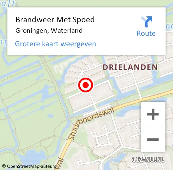 Locatie op kaart van de 112 melding: Brandweer Met Spoed Naar Groningen, Waterland op 26 november 2013 19:26