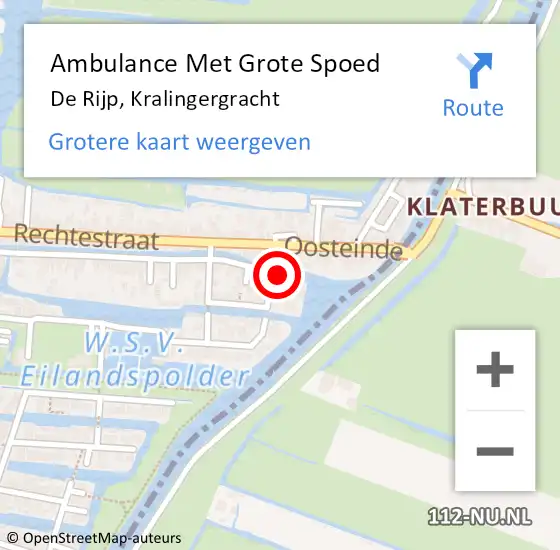 Locatie op kaart van de 112 melding: Ambulance Met Grote Spoed Naar De Rijp, Kralingergracht op 13 november 2015 11:36